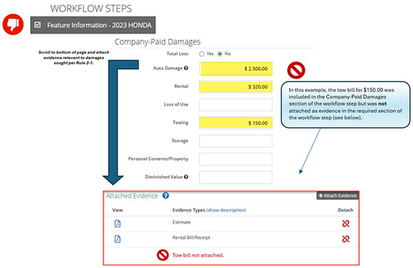 Screenshot of workflow steps